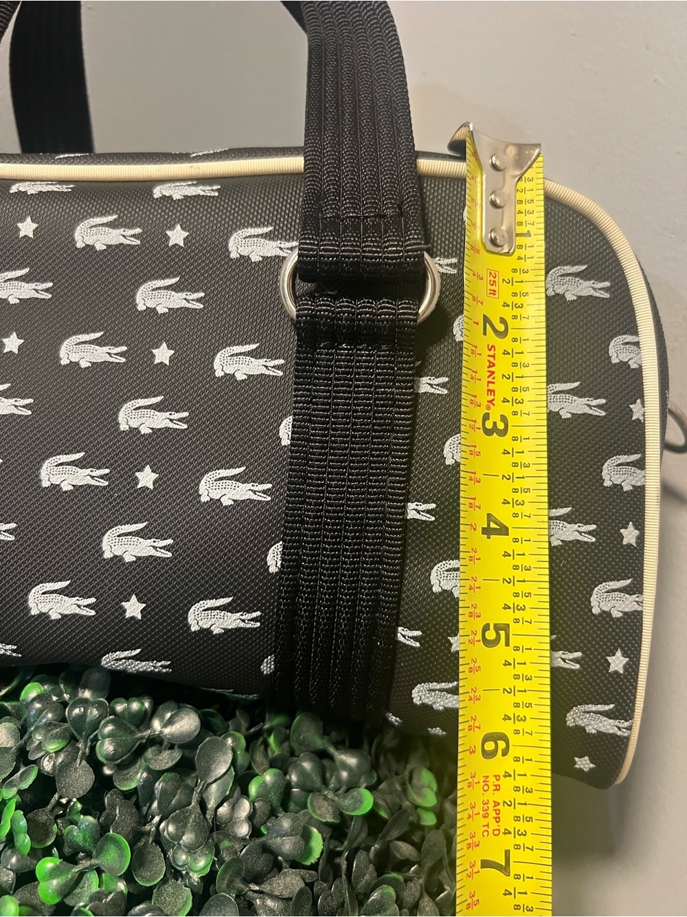 Not for sale Lacoste Black Toiletry Barrel Bag with White Logo Print - Picture 7 of 11